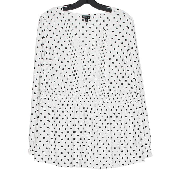 Torrid Top Babydoll Georgette Polka Dot Cottage Feminine Retro White 0 Large 12 - Picture 1 of 6